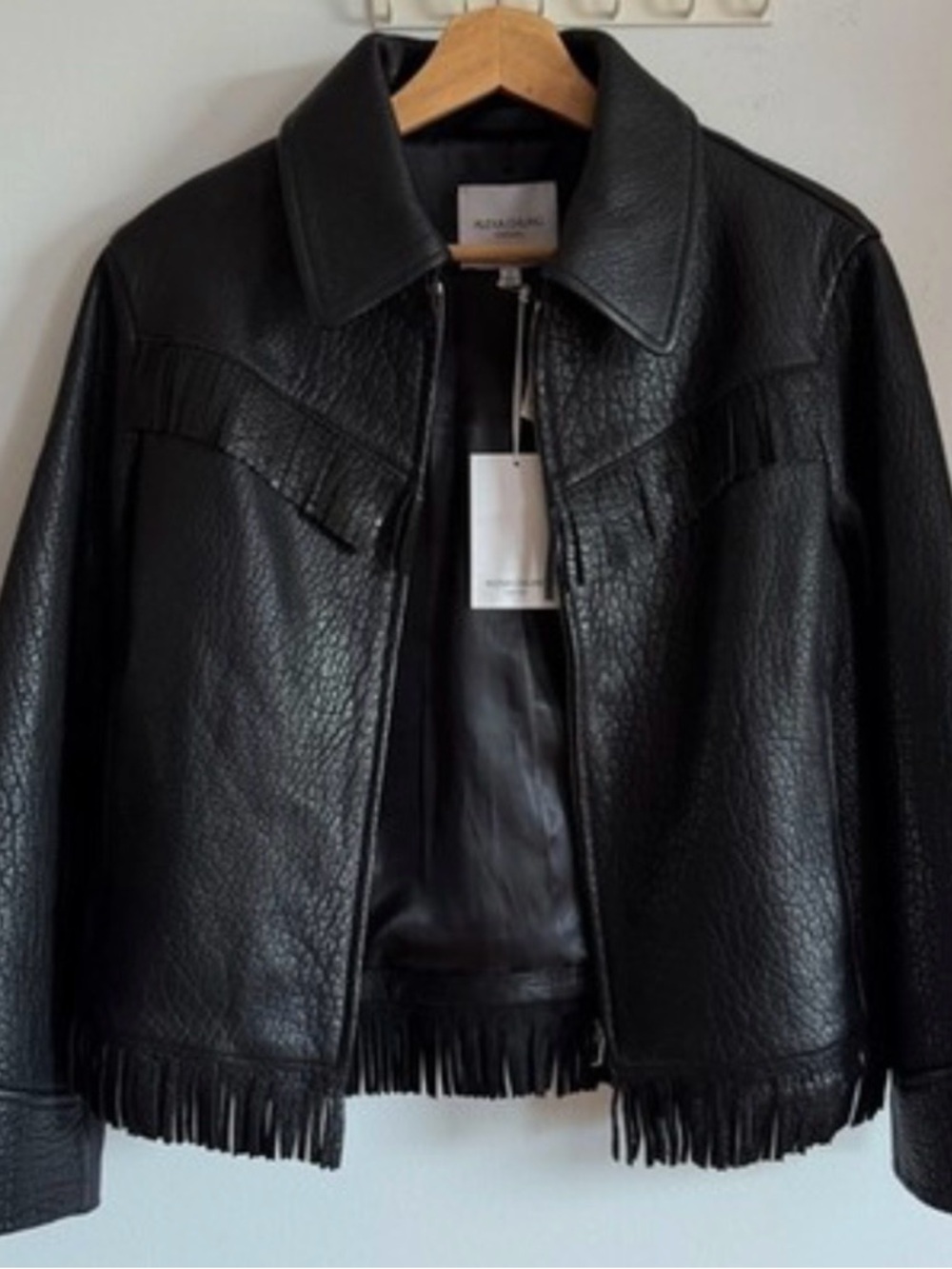 Alexa Chung for Madewell black leather fringe jacket size M - Picture 5 of 6